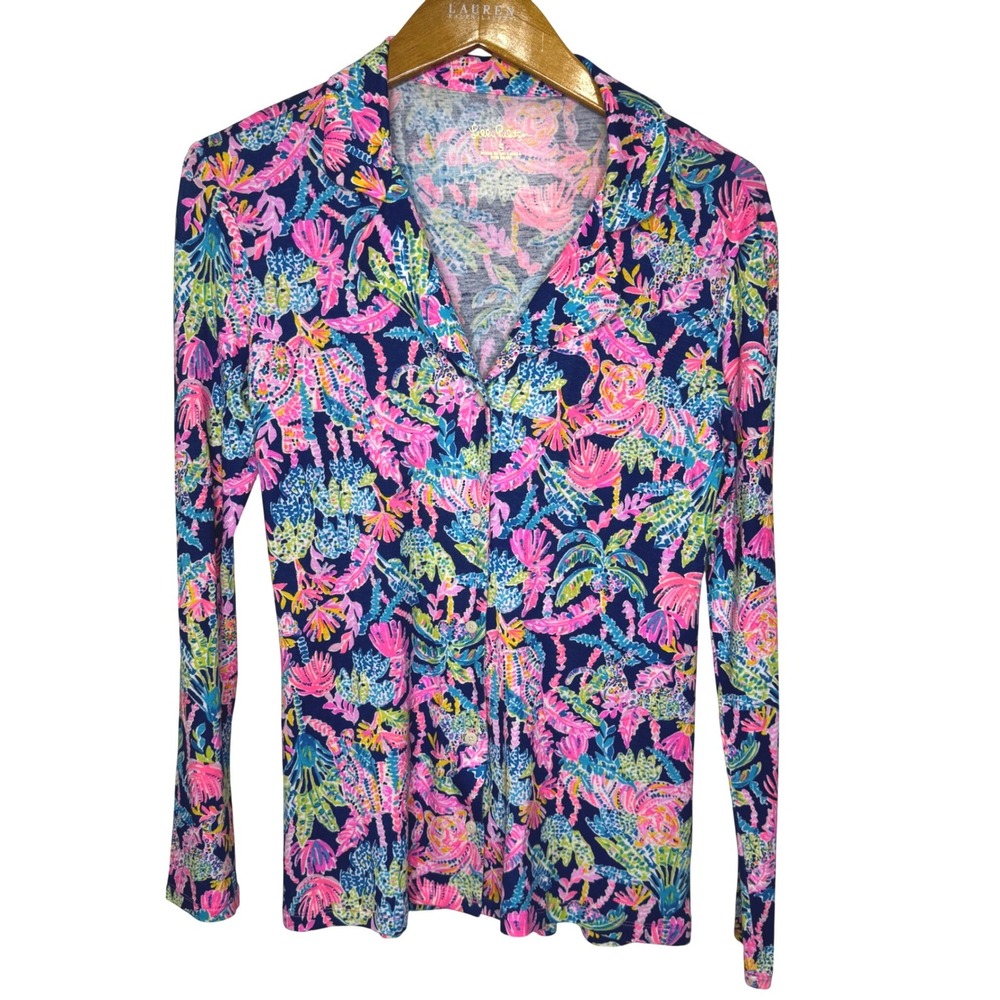 Lilly Pulitzer Pajama Top Small Blue/Pink